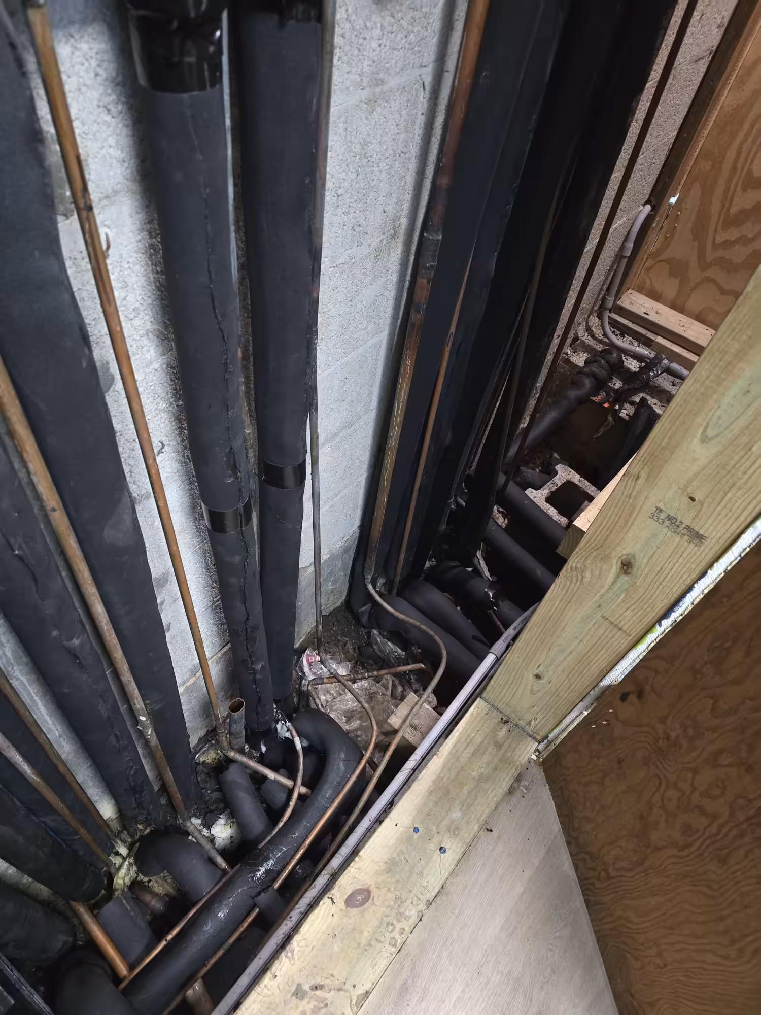 Commercial elastomeric pipe insulation wrapping chilled water lines in Fort Lauderdale